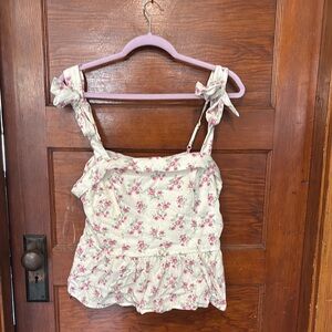 Floral White Sleeveless Top